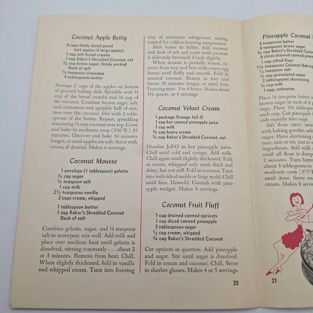 Vintage 1949‎ Bakers Coconut Glamour Desserts Recipe Booklet 1940s Cook Book